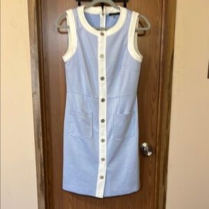Tommy Hilfiger Blue and White Sheath Mini Dress